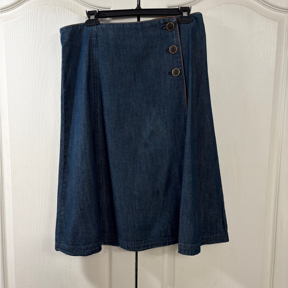 Jones New York Blue A-Line Skirt with Button Accents